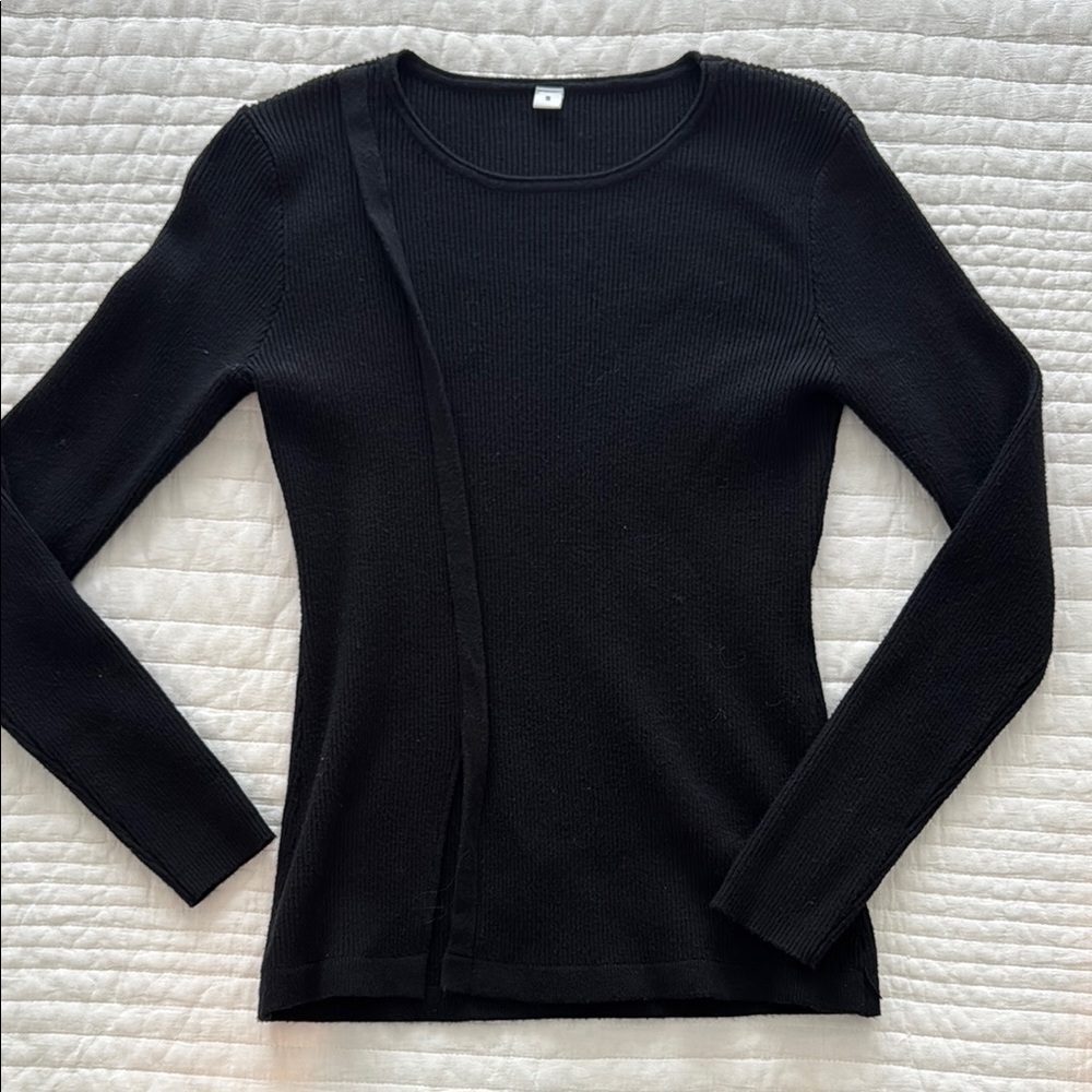 Elegant Black Ribbed Women's Top